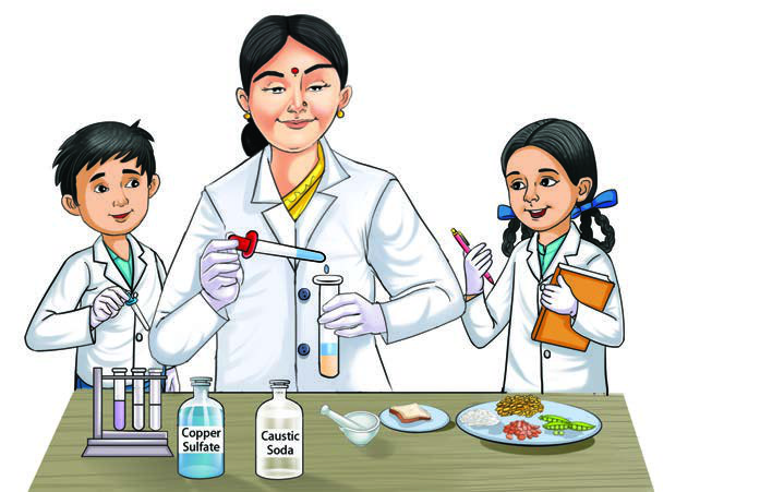 Fig. 3.8: Testing for the presence of protein in various food items